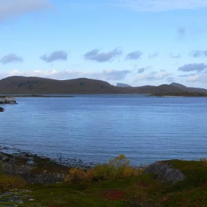 Die Bucht bei Sandneshamn , Bogebukta vor dem Haus
