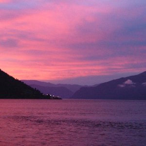 Sep.2004 Sonnenaufgang Blick von Dragsvik nach Hella