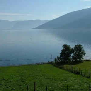 Urlaub 2006 Blick auf den Sognefjord vorbei an Balestrand Richtung Küste ( Aufnahmeort ist Tjugum  FJS294 intercalet )