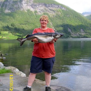 Andrea mit 12 Pfund Seelachs